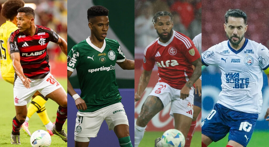 Fotos: Adriano Fontes (Flamengo); Cesar Greco (Palmeiras); Ricardo Duarte (Internacional) e Rafael Rodrigues (Bahia)